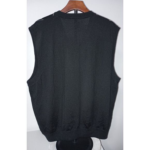 GALLAWAY Golf Apparel by Nordstrom:  Black 100 % Extra Fine Merino Wool Vest - Picture 2 of 5